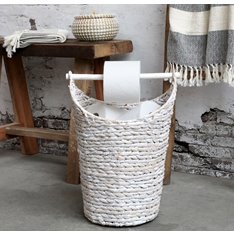 Basket with Toilet Roll holder - Washed White Image