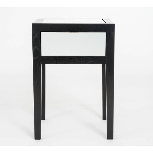 Black and Mirror Bedside Table