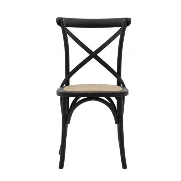 Black Oak and Rattan Cross Back Dining Chair (Pair)
