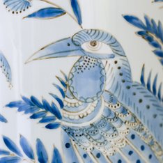 Blue Bird & Palms Lamp With Blue Shade  Image
