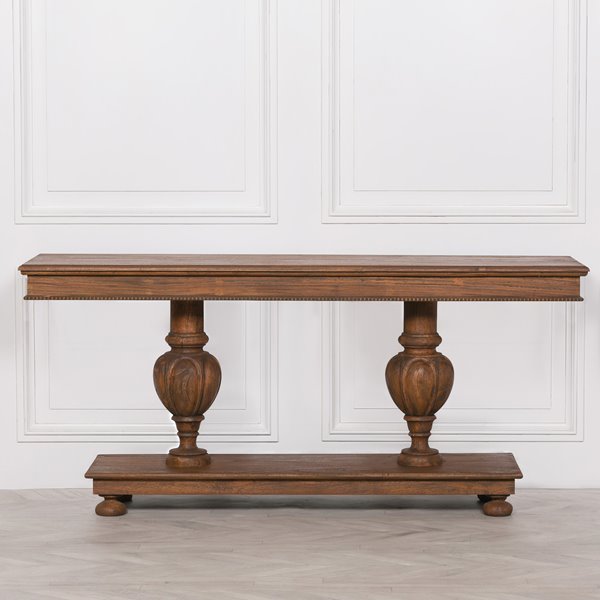 Cedar Wood Pedestal Console Table