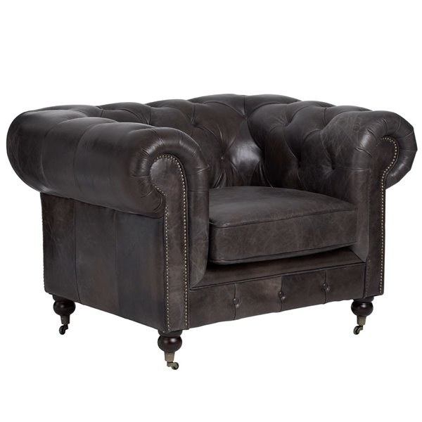 Chesterfield Grey Leather Armchair