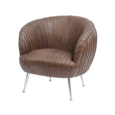 Chestnut Pleated Leather Occasional Chair  Image
