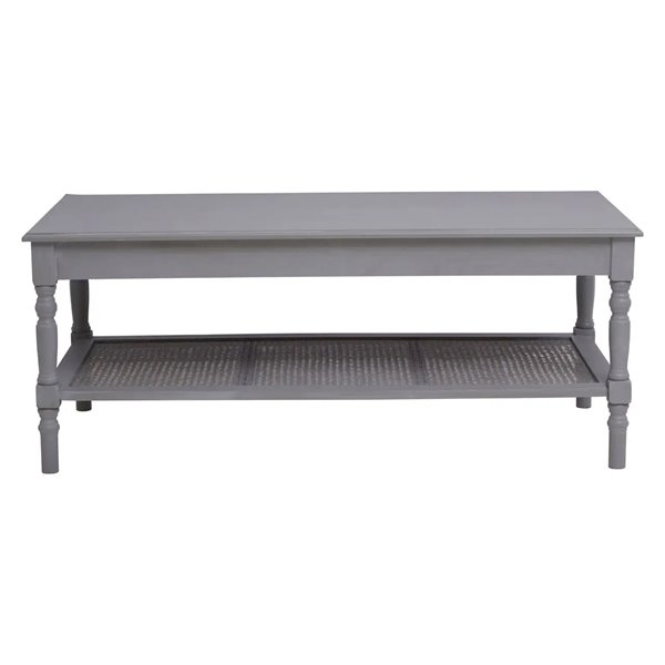 Classic Grey Coffee Table with Cane Shelf