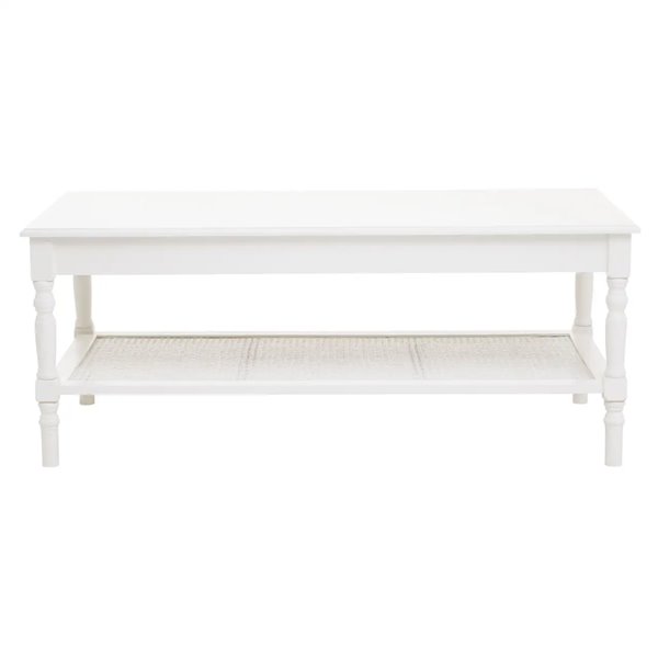Classic Ivory Coffee Table with Cane Shelf