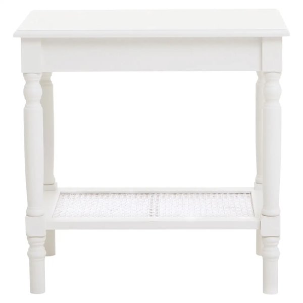 Classic Ivory Side Table with cane shelf   