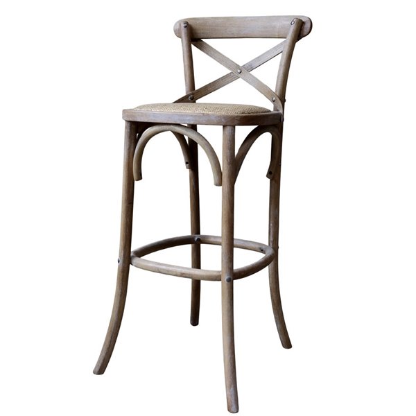 Cross Back Cane Seat Bar Stool