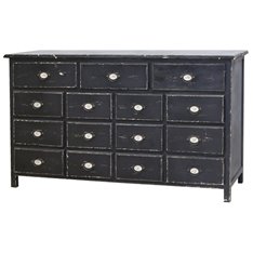 Distressed Black Fifteen Drawer Chest Image