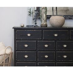 Distressed Black Fifteen Drawer Chest Image