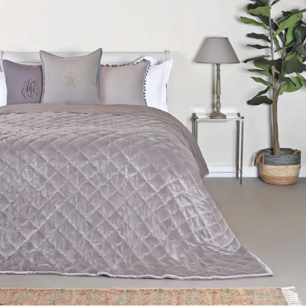 Dove Grey Quilted Throw 