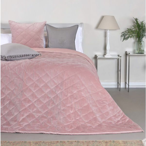 Dusky Pink Quilted Throw