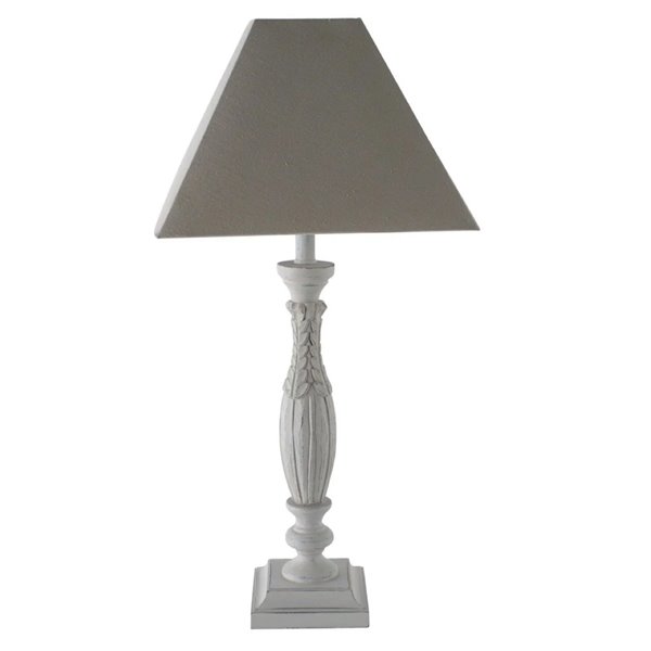 French Grey Wooden Lamp and Shade