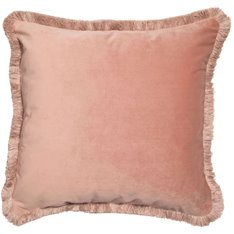 Fringed Blush Pink Velvet Cushion  Image