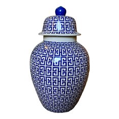 Geometric Blue and White India Jane Ginger Jar  Image