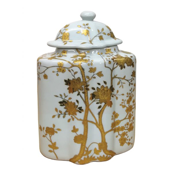 Gold and White Scalloped Style Ginger Jar