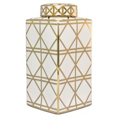 Gold and Ivory Square Temple Jar Image
