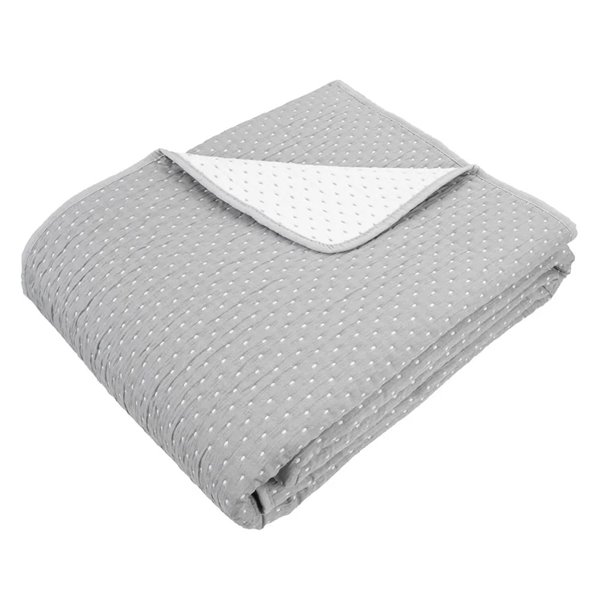 Grey and White Spot Stitch Bedspread (King)