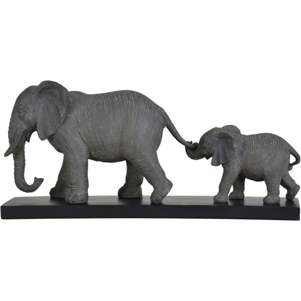 Grey Mother and Baby Elephant Sculpture