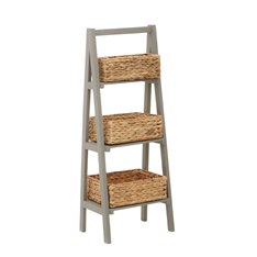 Grey Tiered Shelf with Bamboo Baskets Image
