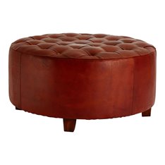 Leather Buttoned Footstool Image