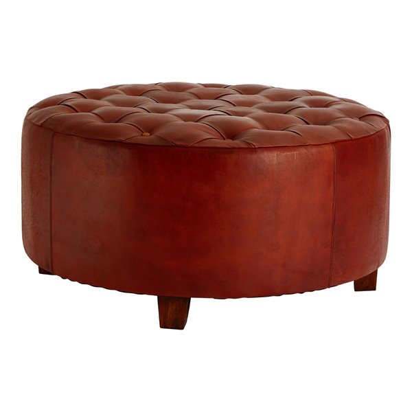 Leather Buttoned Footstool