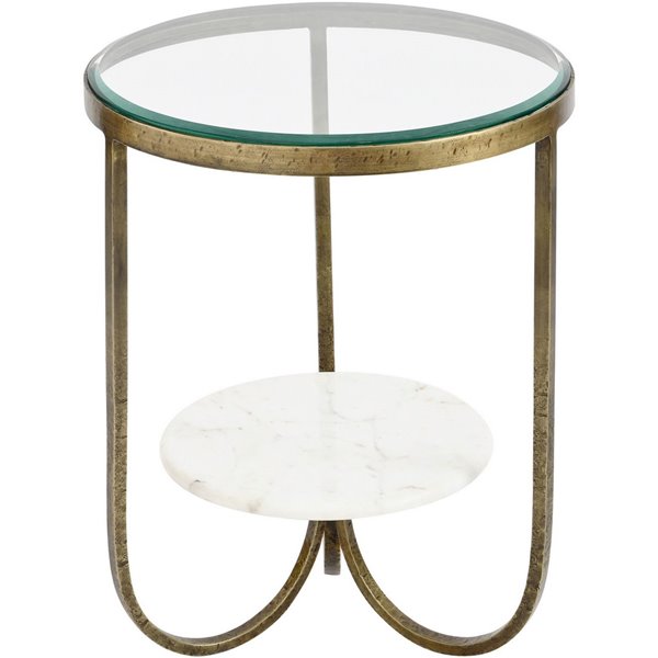 Marble and Gold Metal Side Table