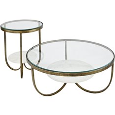 Marble and Gold Metal Side Table Image