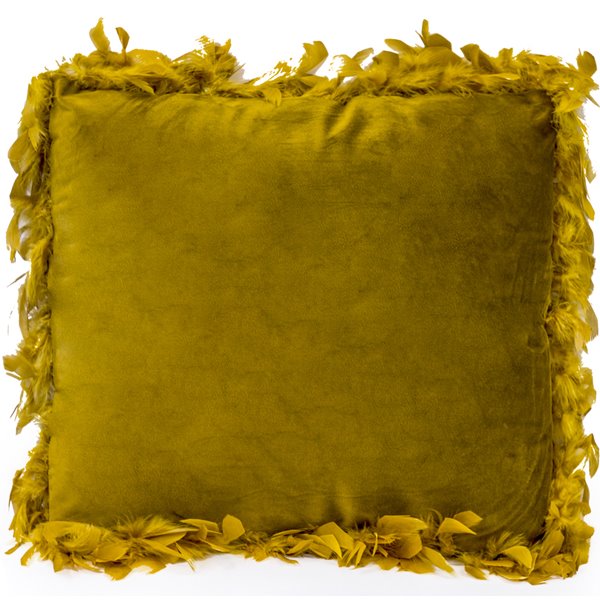 Mustard Velvet Feather Edge Cushion