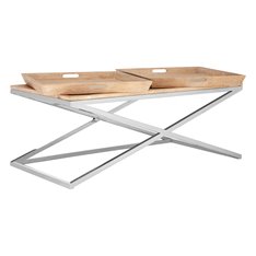Oak and Steel Coffee Tray Table Image