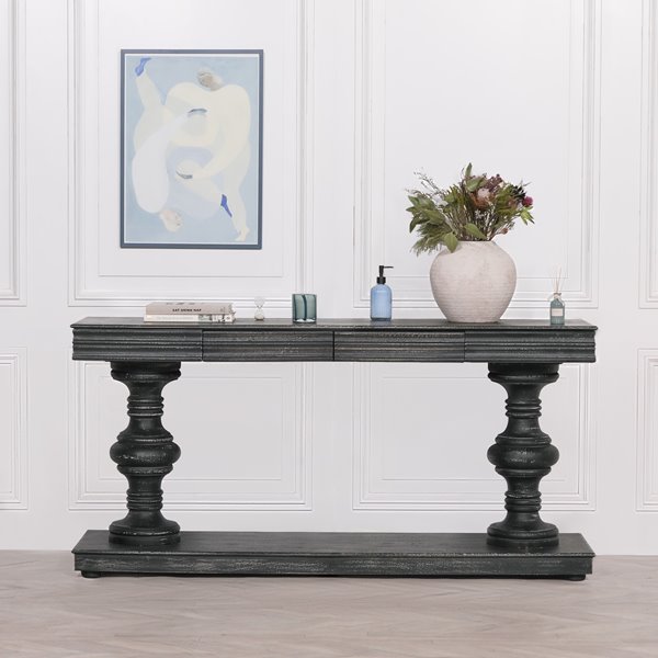Oakley Black Washed Console Table  