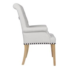 Pair of Beige Studded Carver Chairs with Ring Back Image