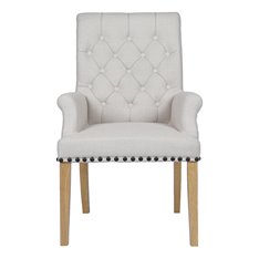 Pair of Beige Studded Carver Chairs with Ring Back Image