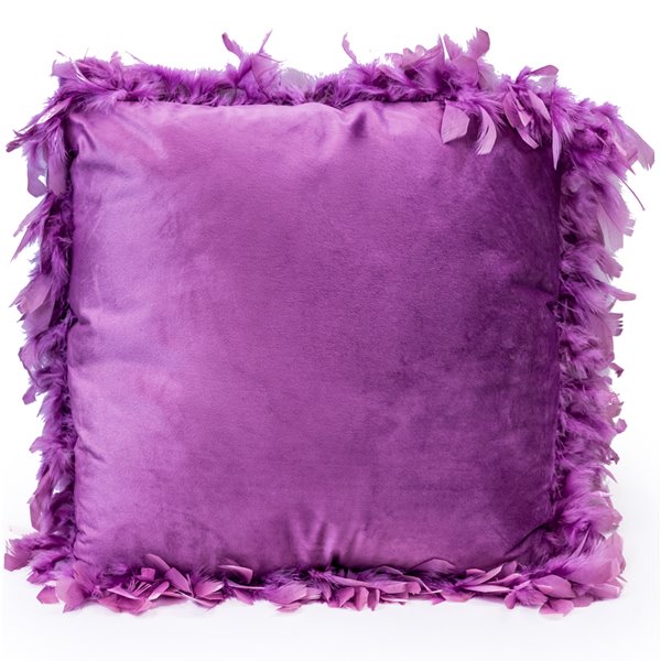 Purple Velvet Feather Edge Cushion