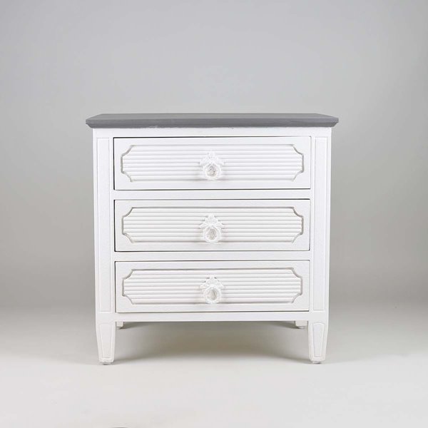 Rustic Off White Bedside Chest of Drawers