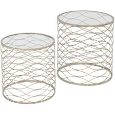 Set of 2 round gold side Tables Image