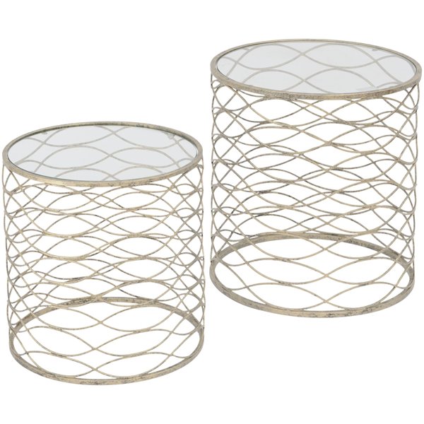 Set of 2 round gold side Tables