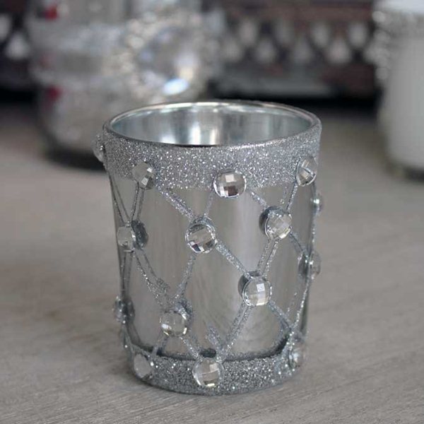 Silver Jewel candle Holder (Pair)