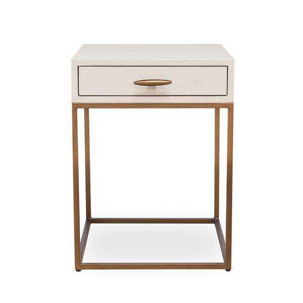 Square Ivory Shagreen Bedside Table 