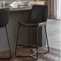 Stockholm Charcoal Leather Bar Stool (Pair) Image