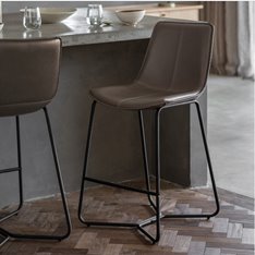 Stockholm Brown  Leather Bar Stool (Pair) Copied 13/10/2023 13:32:46 Image
