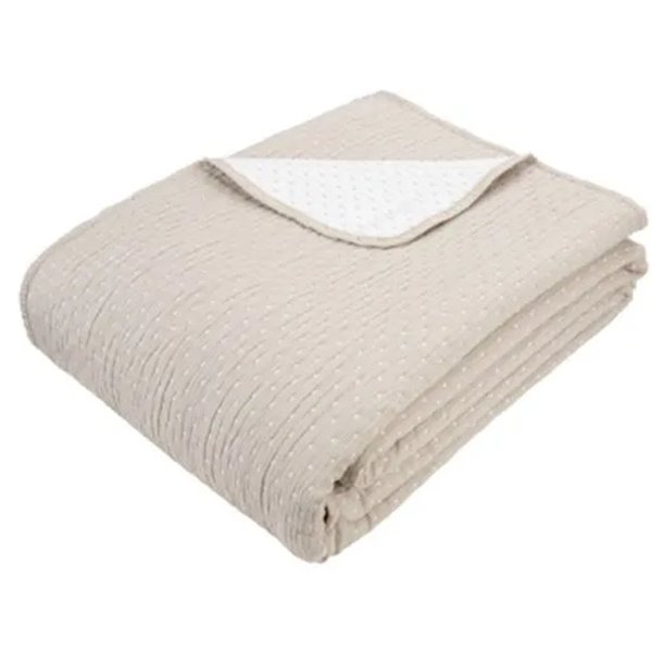 Taupe and White Spot Stitch Bedspread (King) 