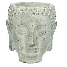 Vintage Grey Buddha Head Planter Image