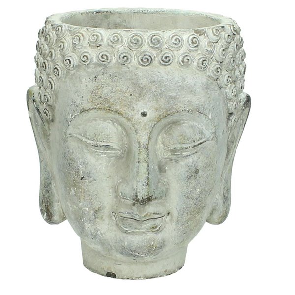 Vintage Grey Buddha Head Planter