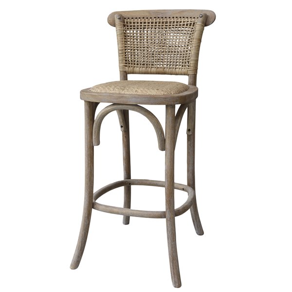 Wicker Back Bar Stool