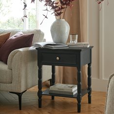 1 Drawer Black Side Table with Shelf Image