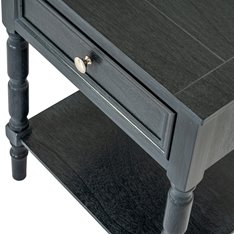 1 Drawer Black Side Table with Shelf Image