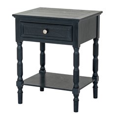 1 Drawer Black Side Table with Shelf Image