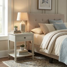 1 Drawer Ivory Bedside Table Image