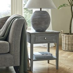 1 Drawer Washed Taupe Bedside Table Image