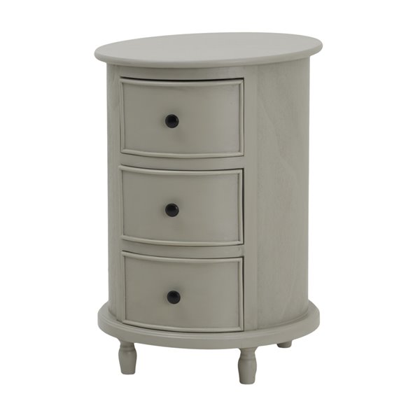 3 Drawer Round Bedside Table